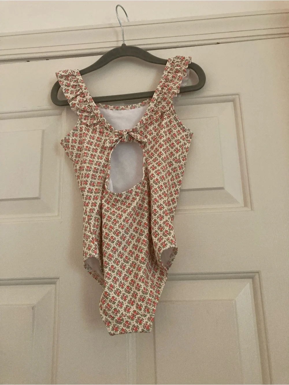 NWT Boden Girls Cream and Red Floral One-Piece Swimsuit